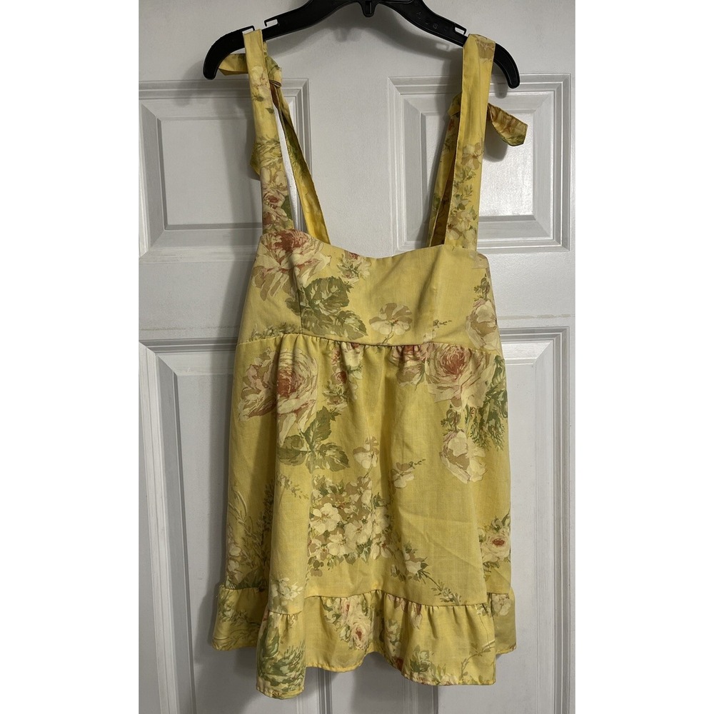 Urban Renewal Tank Tunic Top Womens Large XL Yellow Made USA Sustainable Floral